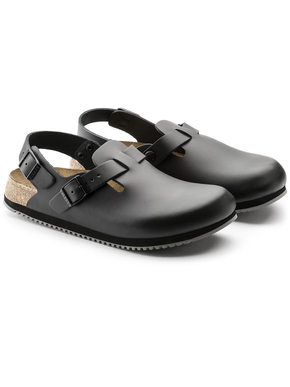 New! Birkenstock Slingback Clog Tokio Super Grip in Black Leather size 8-8.5